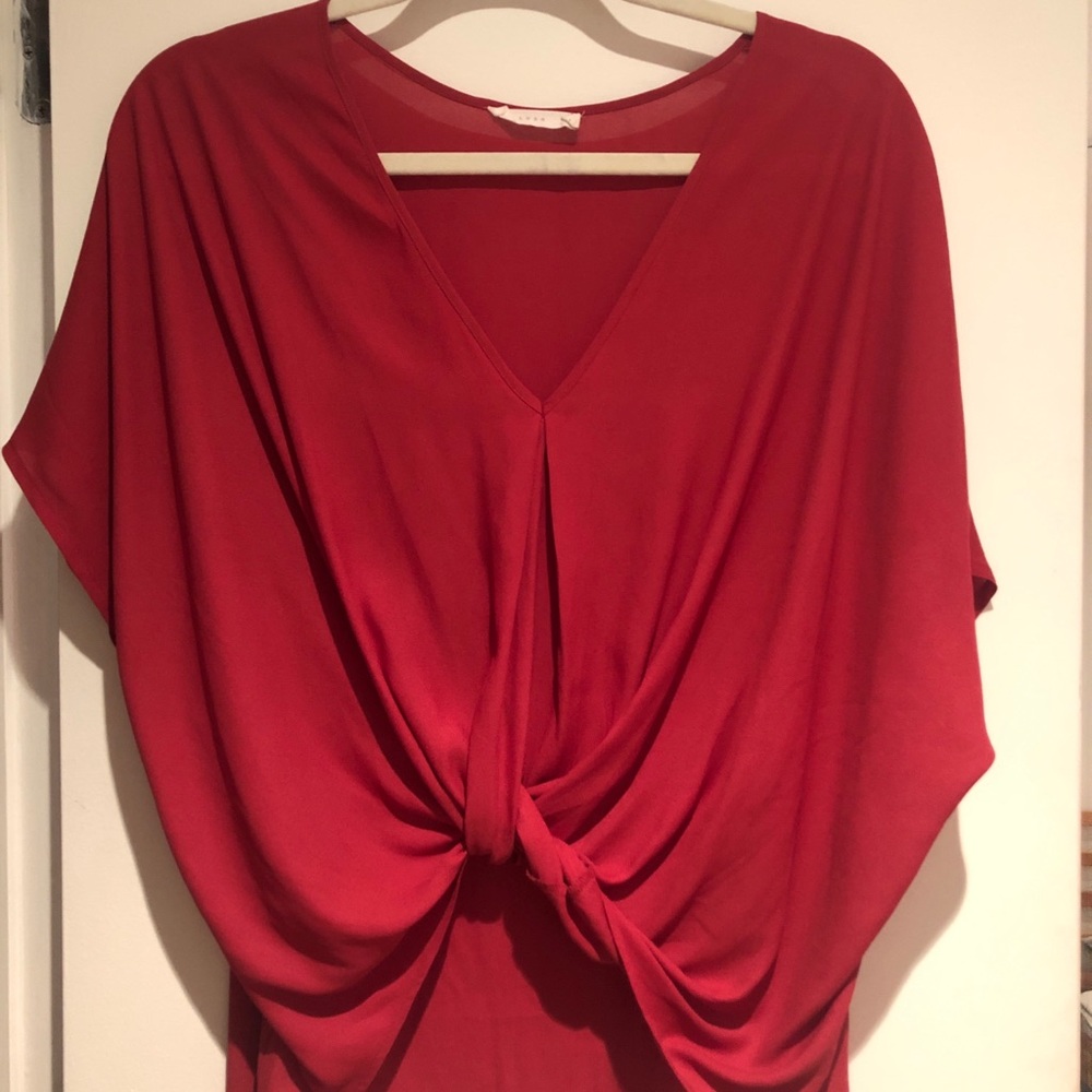 Lush Red Front Twist blouse